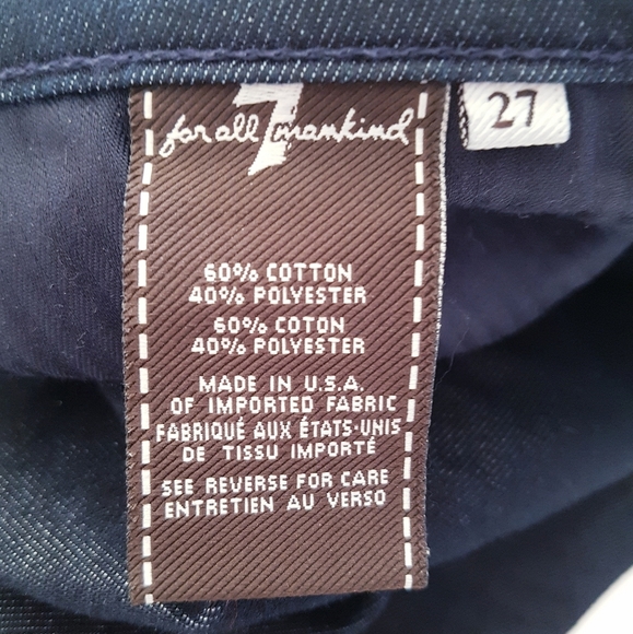 7 FOR ALL MANKIND Blue Skinny Back Zip Ankle Jeans - Picture 6 of 9